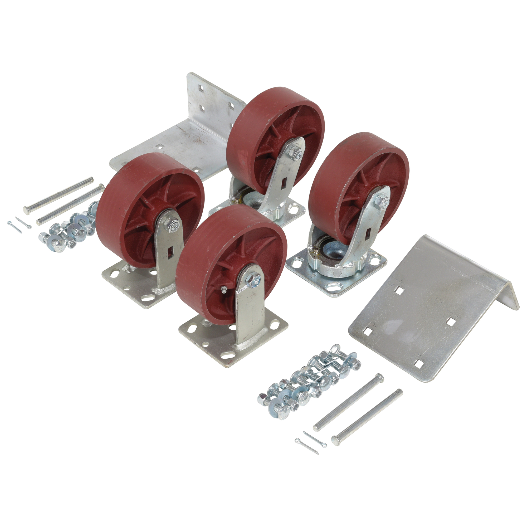 Vestil Ductile Steel Caster Kit - 8000 lb Capacity, 6in. Wheel Diameter, 4 Pcs, Model# H-CK4-SC6-2HD